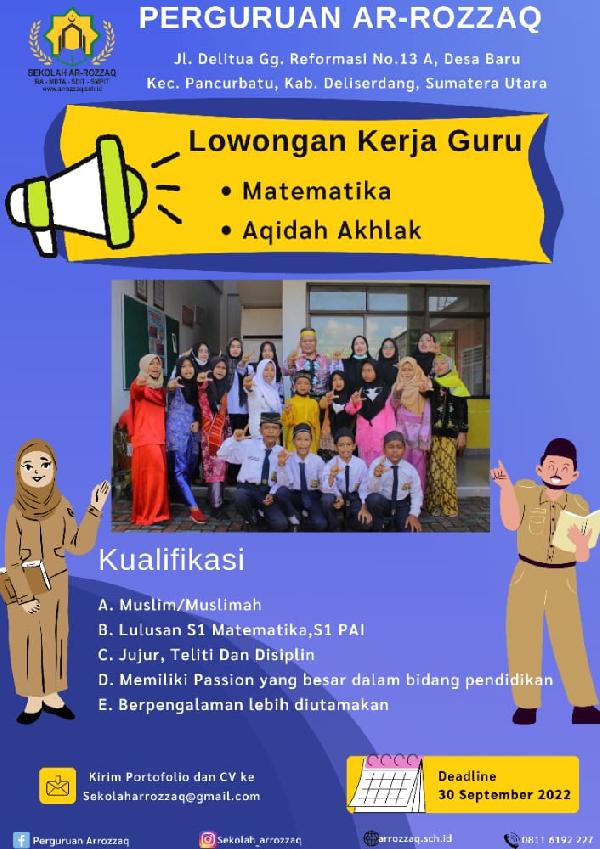 Lowongan Kerja Guru SMP IT AR_ROZZAQ
