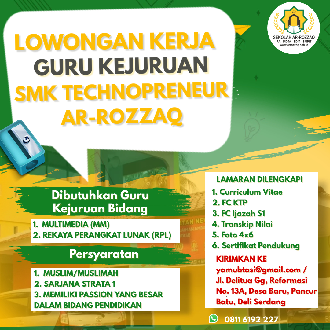Lowongan Kerja Guru SMK Technopreneur